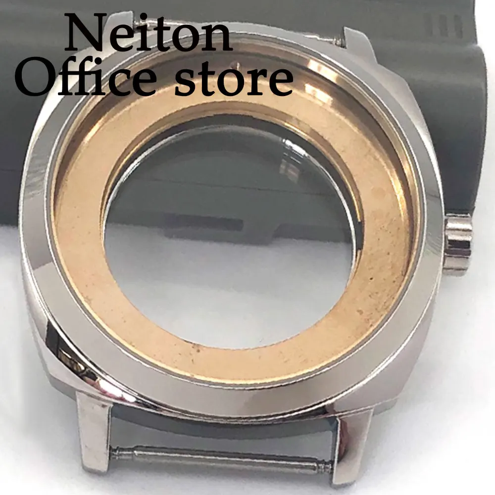 NEITON Elegant 42mm Stainless Steel Watch Case - Silver, Black, and Rose Gold