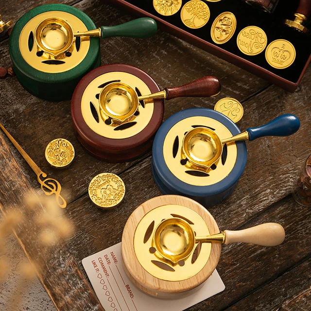 Wax Seal Stamp Set Lacquer Furnace Solid Wood Stove Fire Paint Seal  Supplies Wax Spoon Sealing Wax Melting Pot Craft Supplies