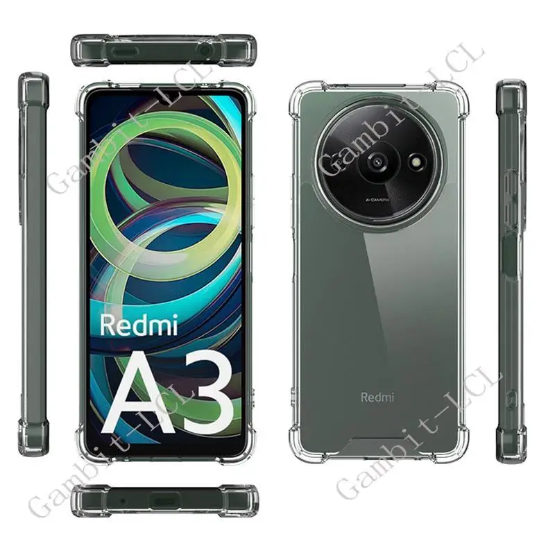 Custodia Per Redmi A3 / A3X / POCO C61 Con Anello Porta Dito E Supporto – Cover Trasparente Smerigliata Antiurto In TPU (verde Scuro)
