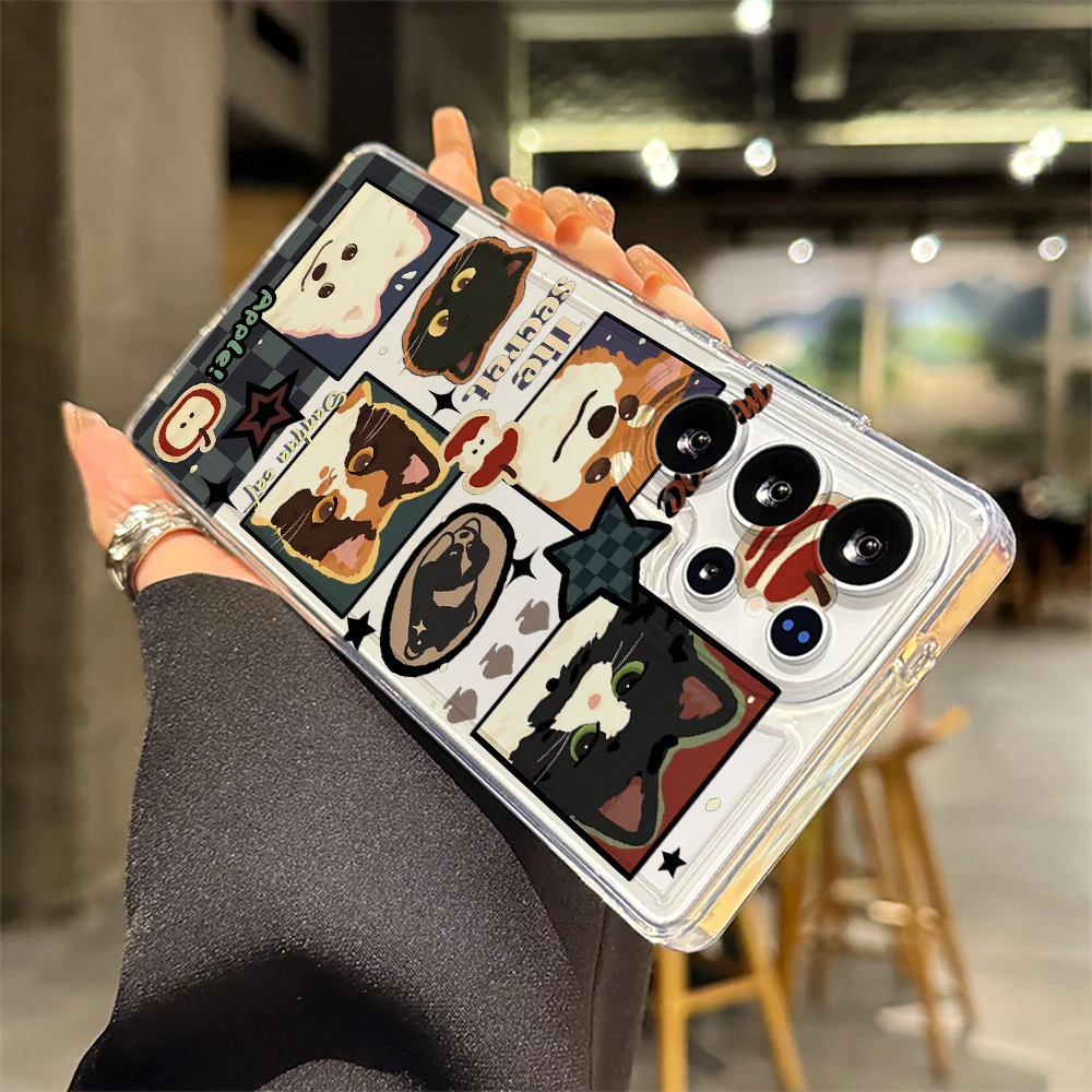 Cat and Dog Collage Cute Clear Phone Case