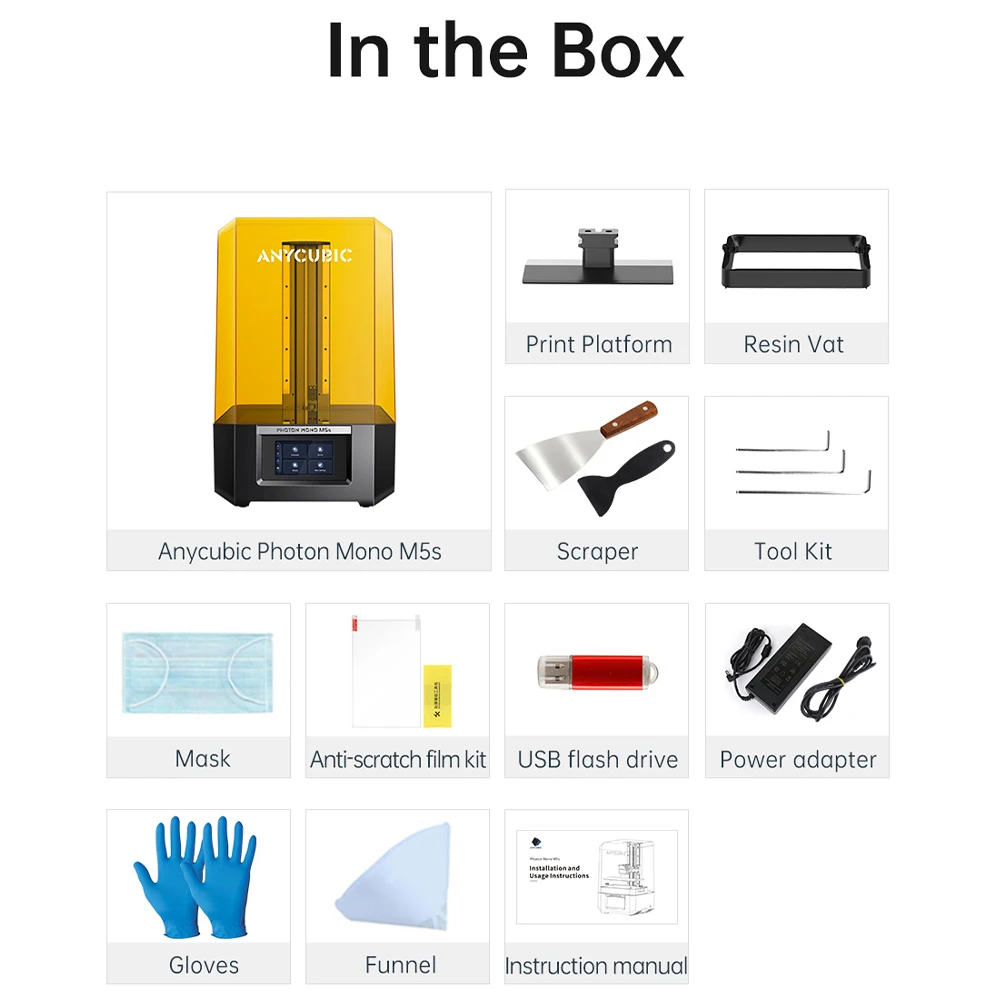 Anycubic   M5 12K 3D , UV LCD   ,   μ ũ, 11.41x10.63x18.11 ġ, 10.1 ġ