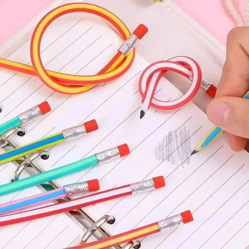 Magic Bendy Flexible Soft Pencil with Eraser Colorful Creative Novelty Bend Pencils for Kids Students Gift School Supplies 2