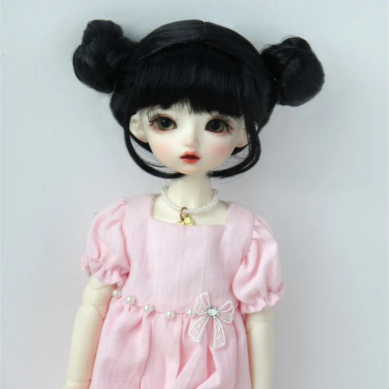 

Fjusuns Toy Hair JD742 6-7inch 16-18CM Full Bangs Big Updo Twin Buns Synthetic mohair BJD wigs 1/6 YOSD Doll Accessories