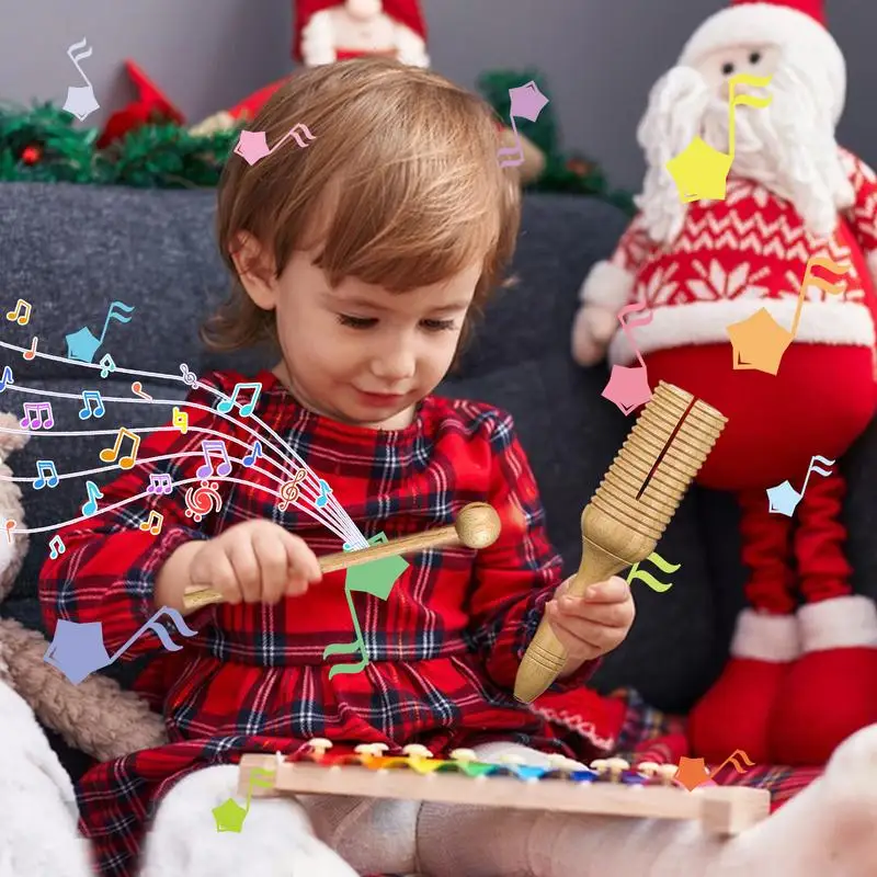Latin Crow Sounder Wooden Guiro Crow Sounder Percussion Instrument Educational Toy Latin Musical Toy With Stick For Kids