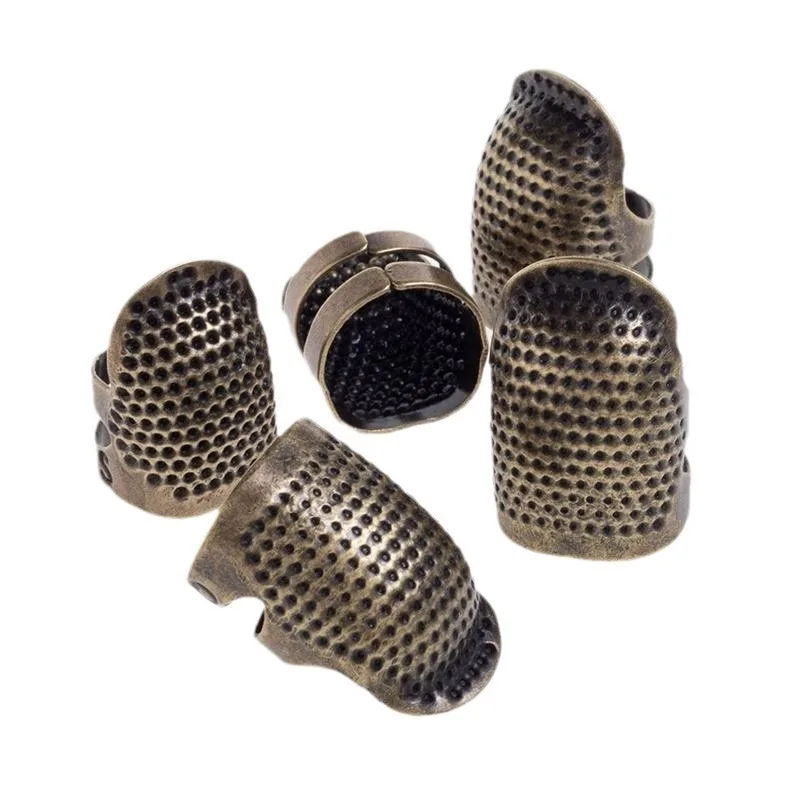 빈티지 조절 가능한 골무 손 바느질 골무 링, 가정용 미끄럼 방지 바늘 프레스, 손가락 슬리브 바느질 용품, 2 개