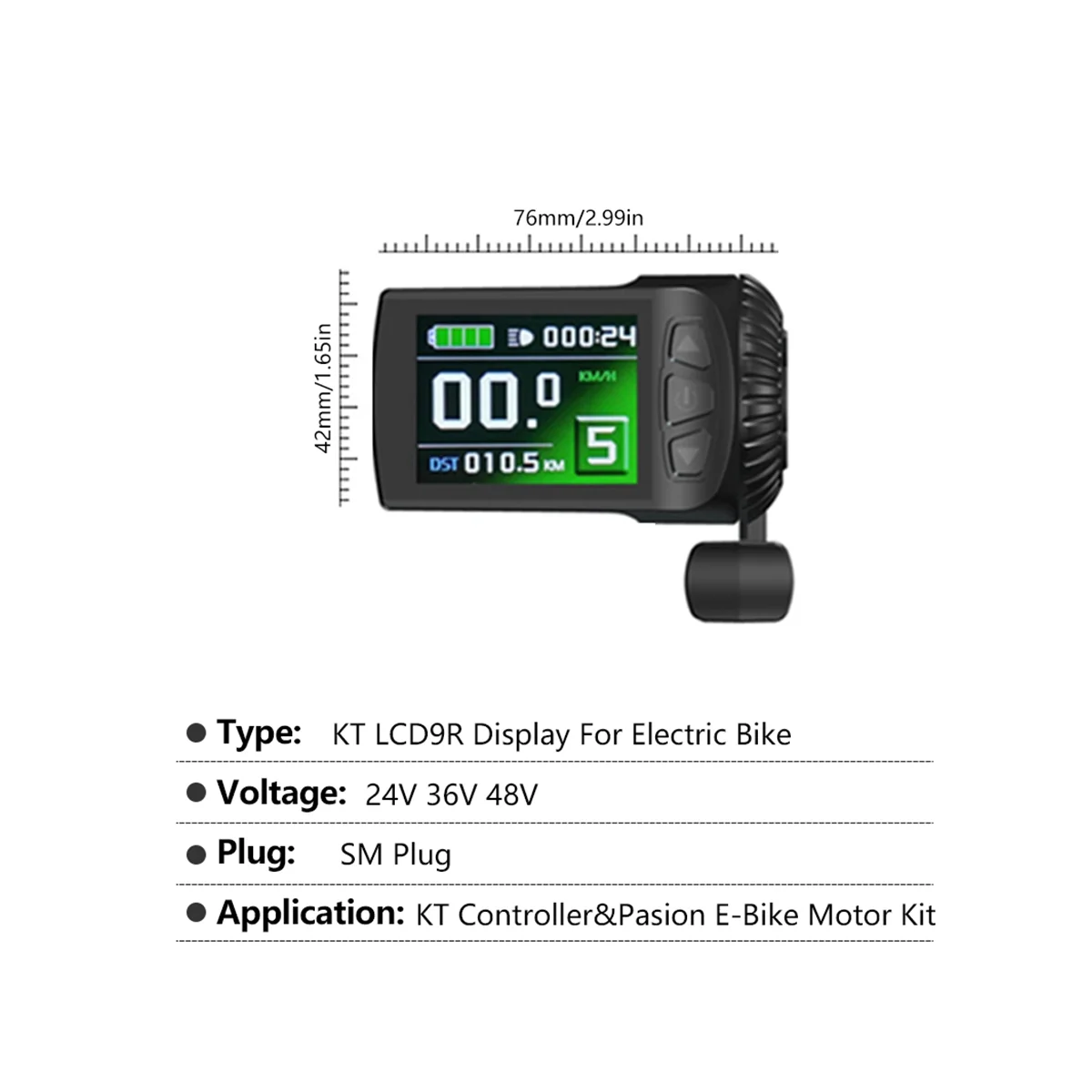 

Ebike LCD9R Colour Display with Right Thumb Throttle 36V 48V for KT Controller Electric Bicycle Hub Motor Conversion Kit