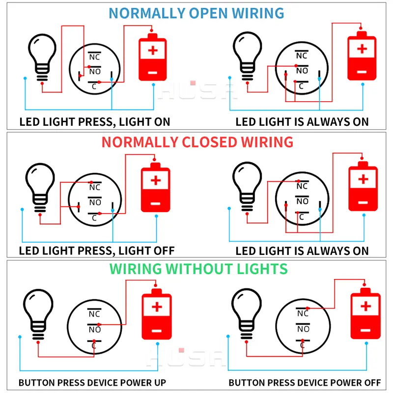 12/16/19/22mm Black shell Push Button Switch Metal Waterproof Latching Momentary LED Light Car Engine Power Switch Blue Red HUSA - Image 5