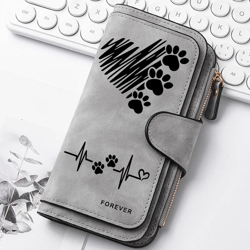 Herzförmige Damen-Geldbörsen mit Tierpfoten- und Schmetterlingsdruck-Design, Karten- und Münzgeldbörse für Mädchen, Geldbörse, Ausweishalter, Damen-Münzbörse, Geschenk – Detail 21