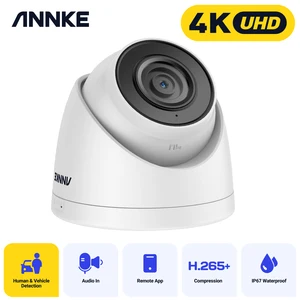 ANNKE 8MP IR Network Turret Camera human Vehicle Detection H.265+ Waterproof Built-in mic IP Camera security protection Home