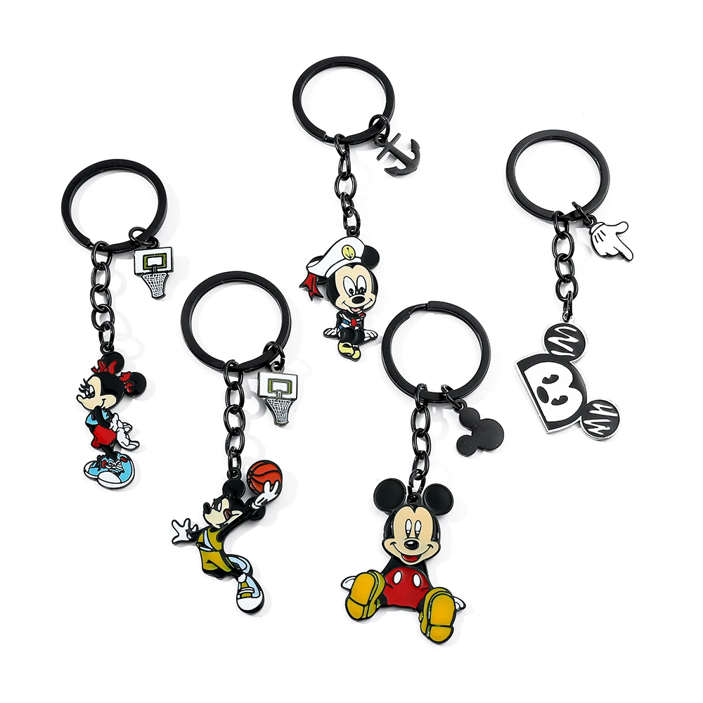 Disney Genuine Mickey Minnie Mouse Cute Metal Keychain Cartoon Car