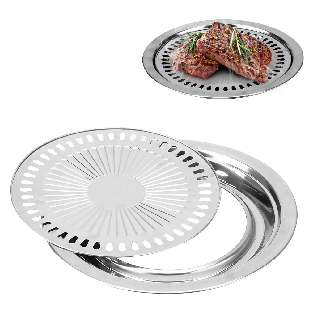 BBQ Grill Pan BBQ Grill Barbecue Tools Household Non-Stick Gas Stove Plate Smokeless Barbecue Grill Pan Electric Stove Baking Tray
