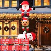 8FT Christmas Inflatables Decor, Climbing Santa Claus with Reindeer & Snowman/Elves, Xmas Decor for Beam Roof Tree Indoor Party 1