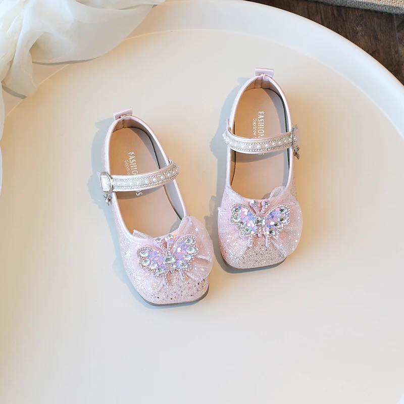 Children Soft Princess Crystal Shoes for Party Wedding Shows Flats Kids Fashion Casual Girls Mary Janes New