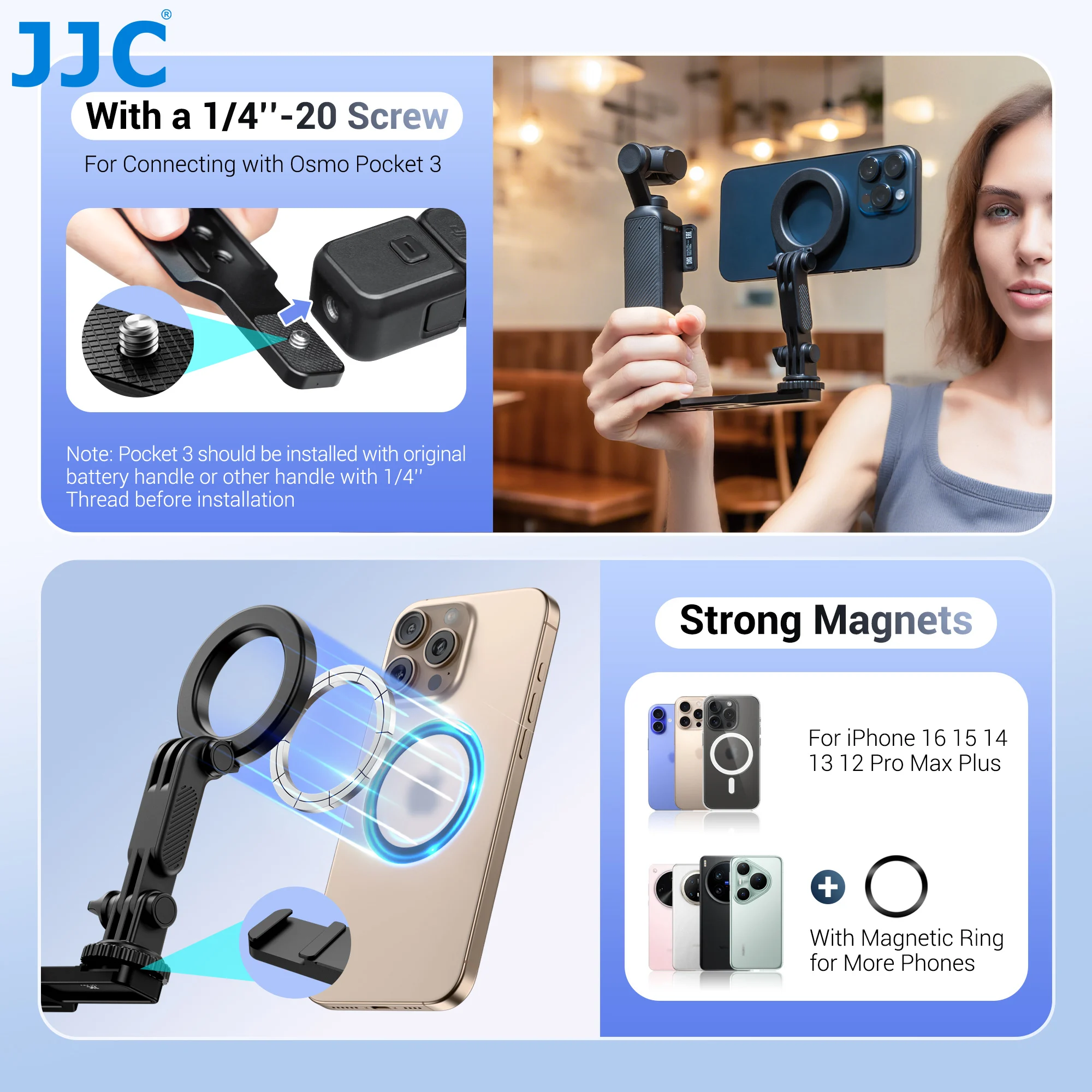 JJC Magsafe Phone Holder for DJI Osmo Pocket 3 Mount Expansion
