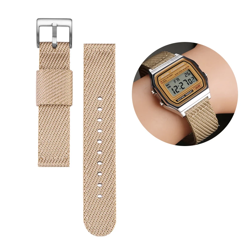 Waterproof Canvas Watch Strap For Casio Retro Electronic