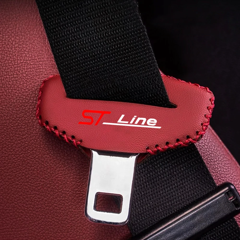2pcs Car Seat Belt Buckle Plug Leather Clip Protective Cover for ford st line