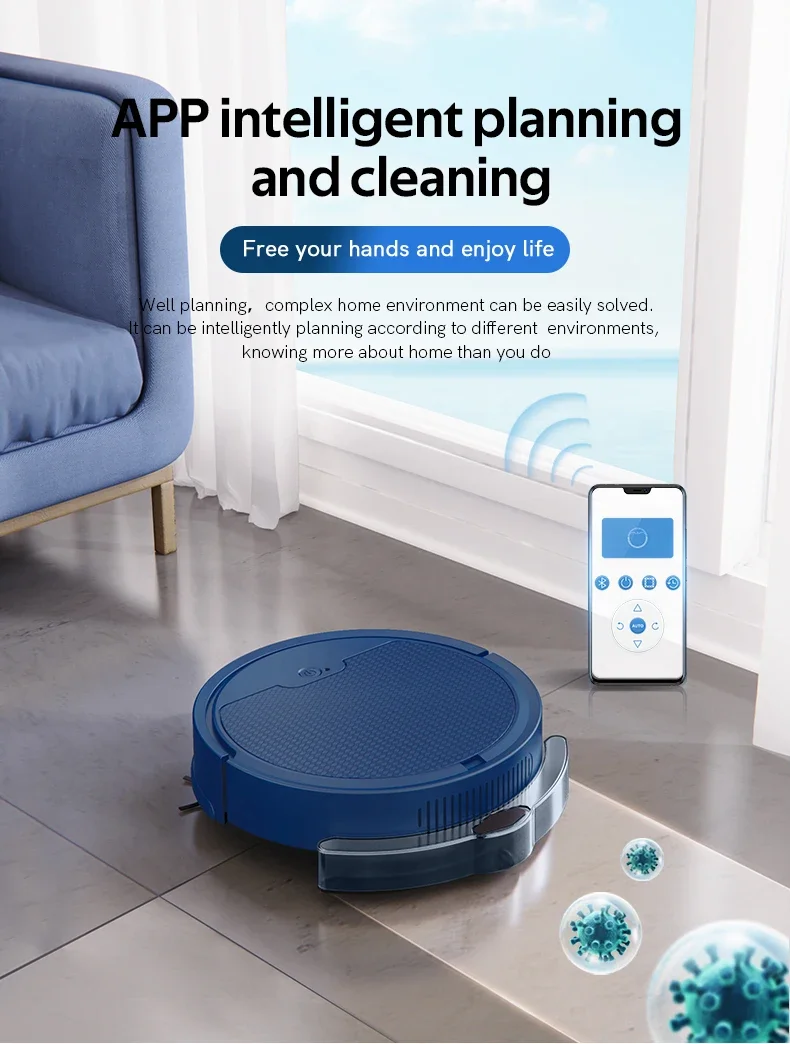 Description Picture 2 of itemObowal Sweeping Robot Vacuum Cleaner APP Control Automatic Water Tank Sweep & Wet Mopping Vacuum Cleaner Mute Pet Hair For Home