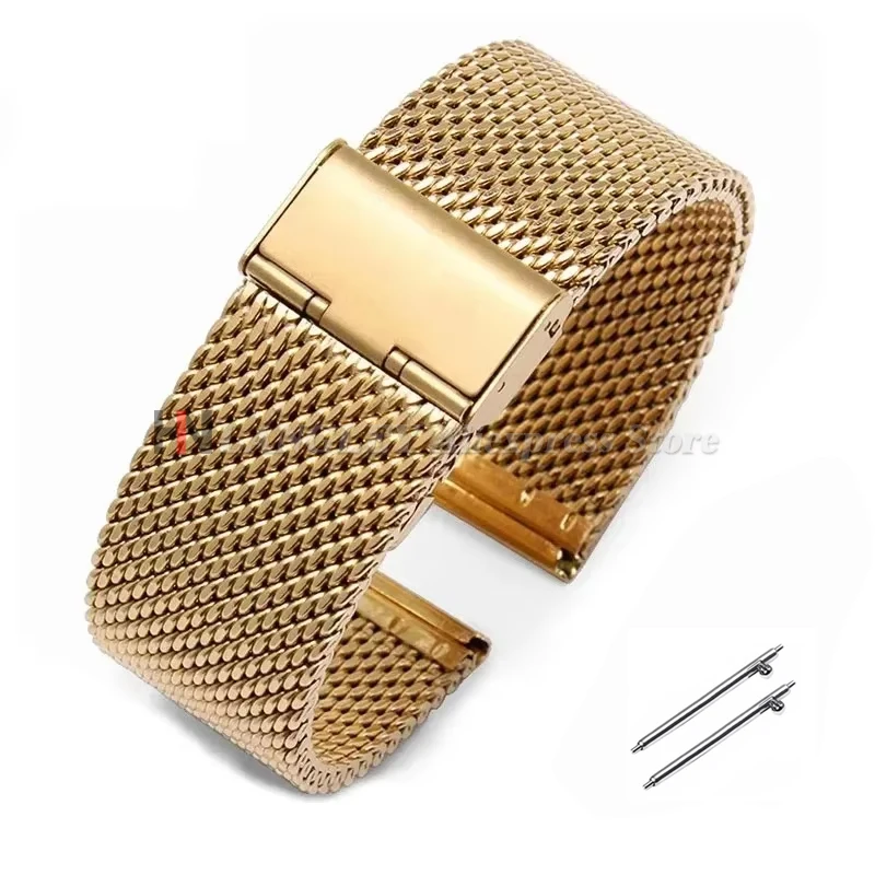 Mesh Milanese Stainless Steel Adjustable Watch Strap - 3mm Thickness Wire, Multiple Width Options