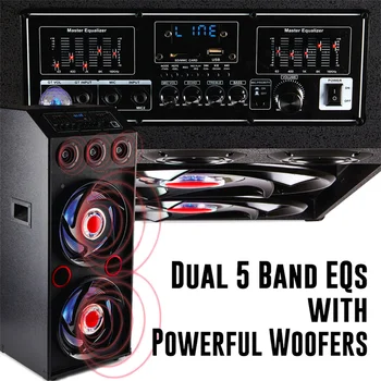 5000W Portable Bluetooth Party Speaker DJ Karaoke Heavy Bass Rechargeable Sound System Led Light Dual 12