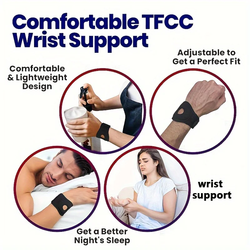 [2-Pack Adjustable Wrist Support] 2-Pack Unisex Wrist Support Braces - Adjustable Cushioned Wristband for Carpal Tunnel Painful