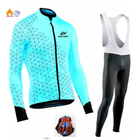 

Team Cycle Clothing Sets Men Long Sleeve MTB Bike Maillot Ropa Hombre Bicycle Wear GEL Bib Pants ENCYMO