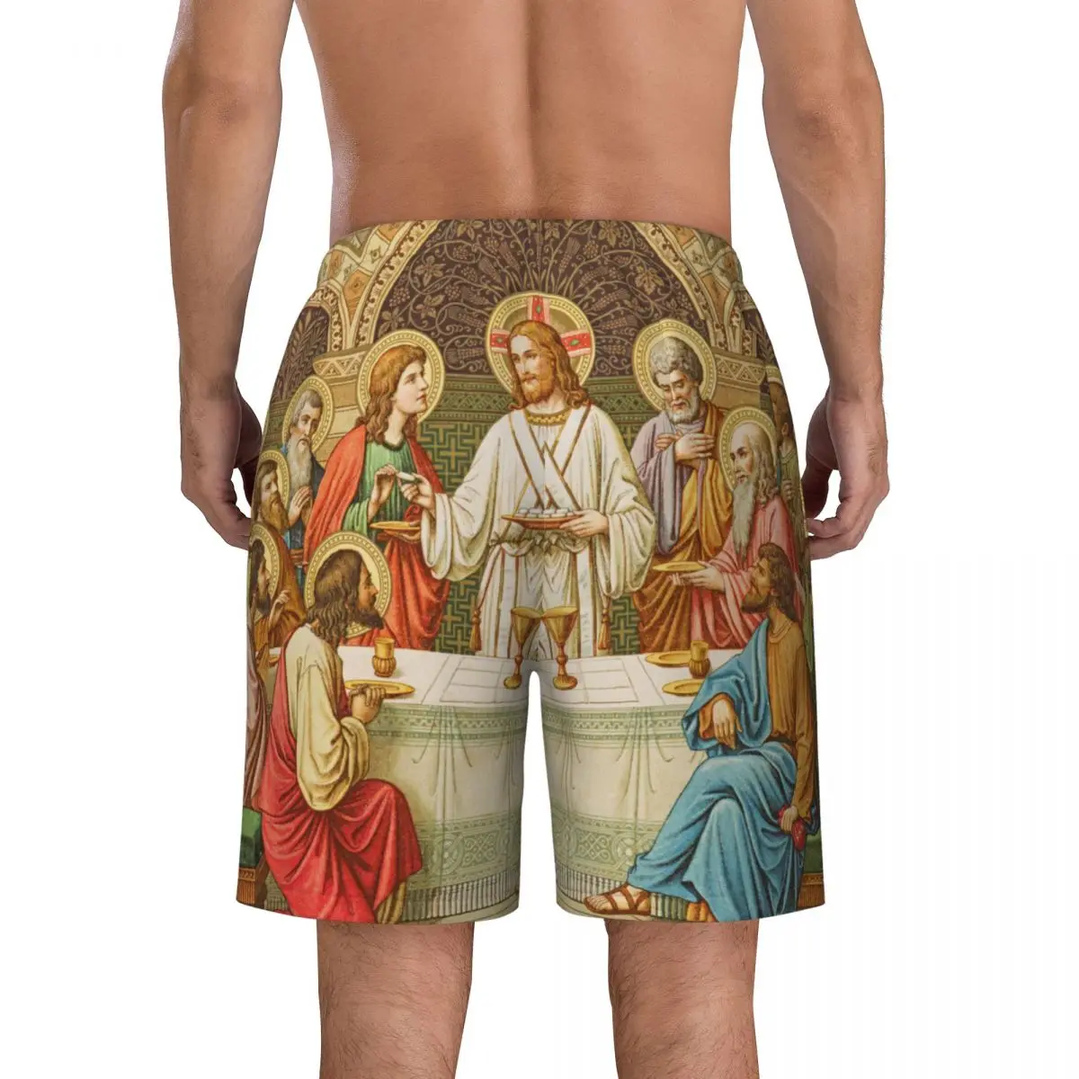 Custom Ethiopian Christian Christ Jesus Last Supper Swim Trunks Mens Quick Dry Board Shorts Swimwear Suits Boardshorts 3