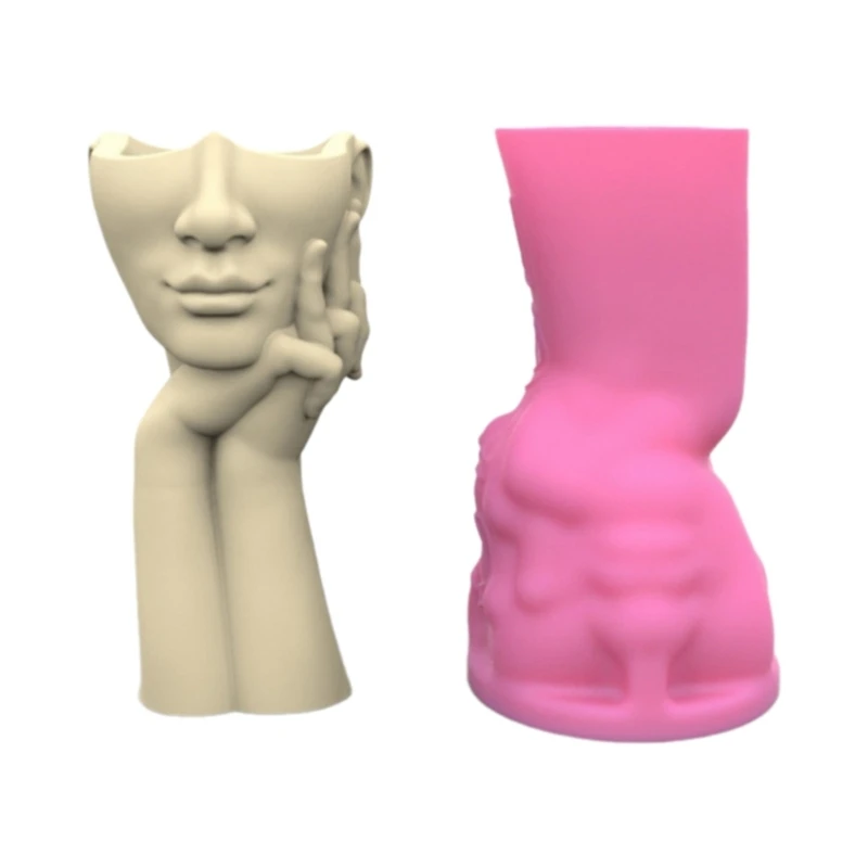 

Креативная силиконовая форма для лица для цветочных горшков, форма для вазы, бетонные формы для цемента F19D