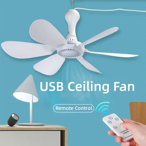 무소음 USB 전원 천장 캐노피 팬, 원격 제어 타이밍, 캠핑 침대, 기숙사 텐트용, 4 단 행잉 팬, 6 잎, 신제품 5