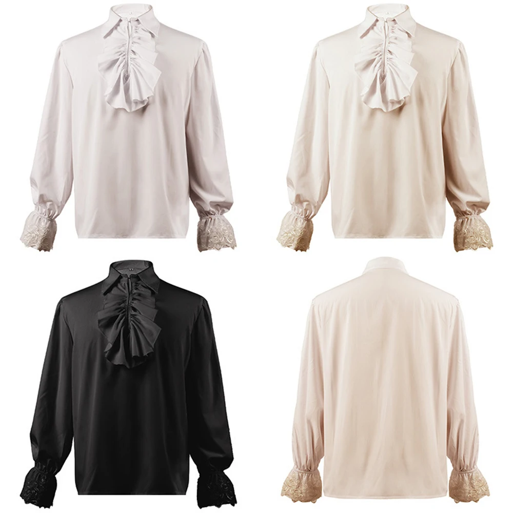 Mittelalter Piraten Hemd Herren - Renaissance Kostüm Mit Spitzenmanschetten