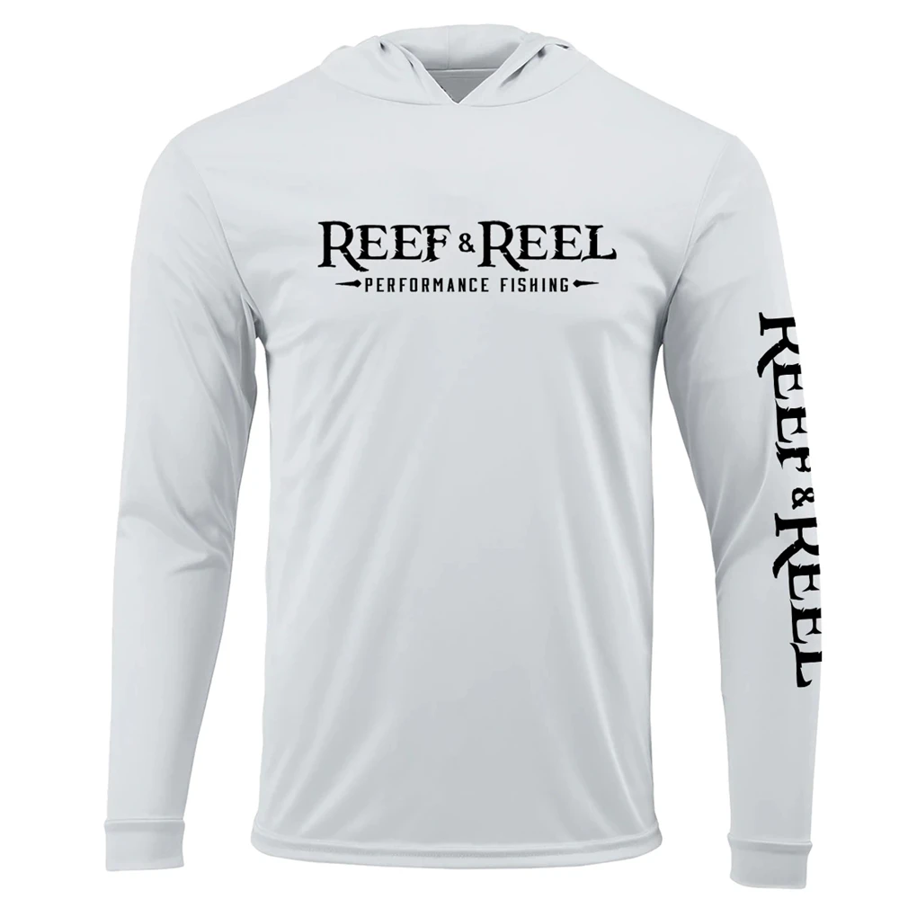 REEF & REEL Fishing Apparel Summer Outdoor Long Sleeve T-shirt With Hood Sun Protection Breathable Angling Clothing Homme Peche
