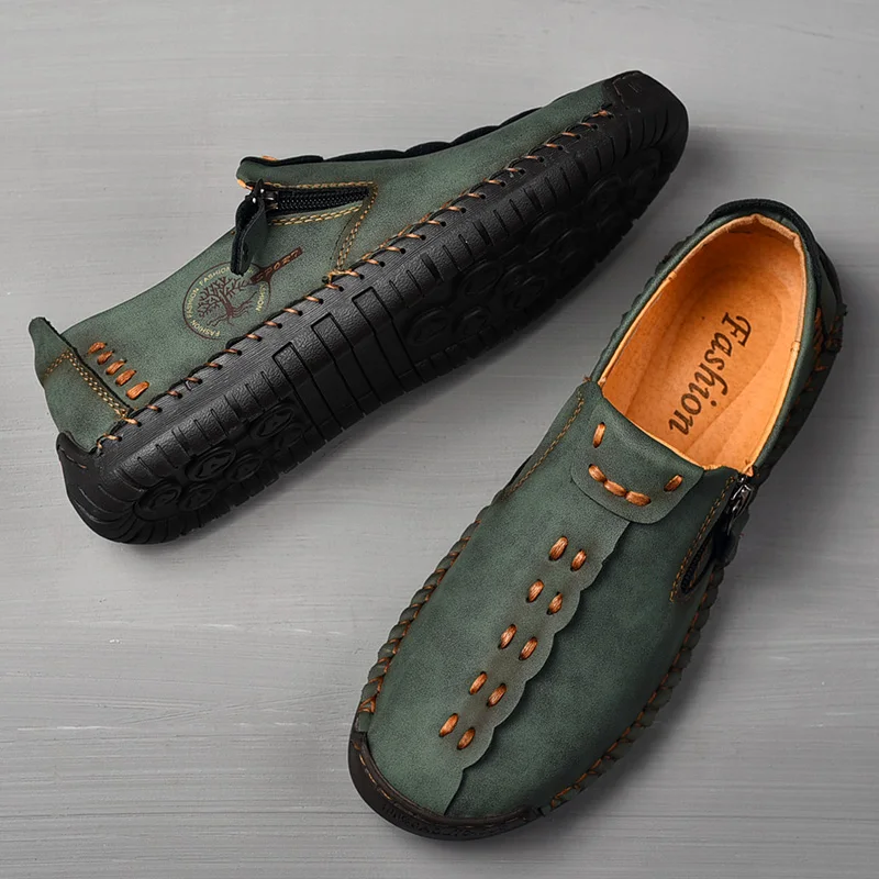 High Quality Genuine Leather Men Shoes Set foot Casual Slip On Men Loafers Men Flats Moccasins Shoes Plus Size Handmade shoes