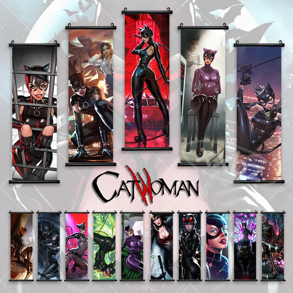 Catwoman Sexy Anime Poster Selina Dan Hanging Painting Justice League Home Decor Wall Art Batman Movie Figures Scrolls Picture