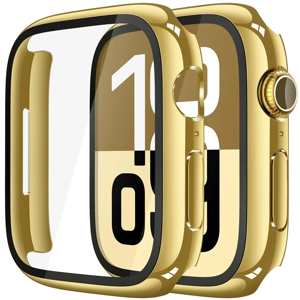 Sleek Plated Apple Watch Case with Glass & Bumper Screen Protector