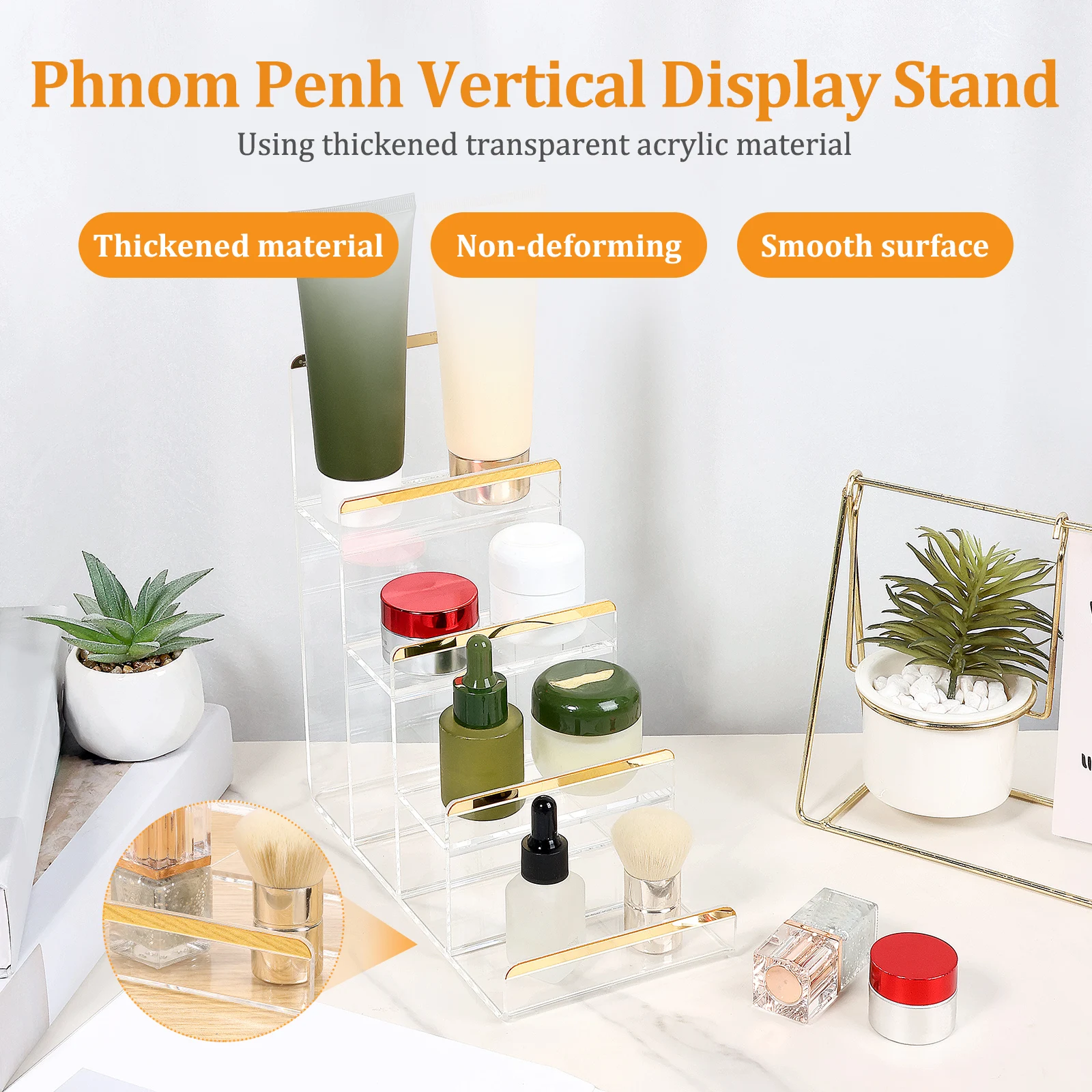 2Pcs Acrylic Riser Display Stands 3/4 Tier Clear Acrylic Display Shelf Clutch Bag Organizer Shelf Risers for Figures, Glasses