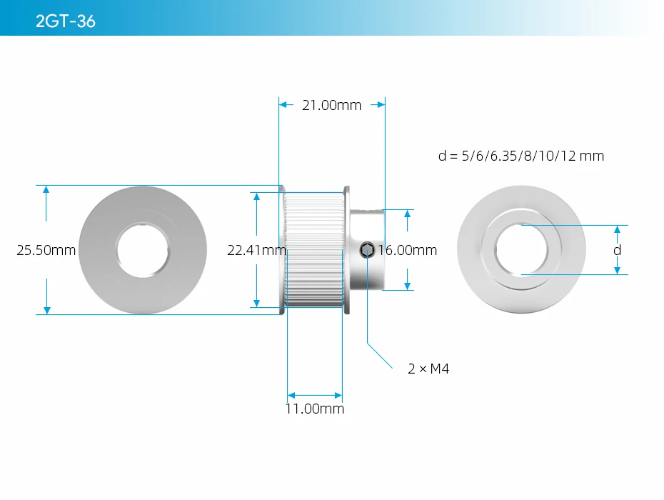 GT2 2GT Timing Pulley 30 36 40 60 80 Teeth Wheel Bore 5mm 8mm Aluminum Gear Teeth Width 10mm 3D Printer Parts Accessories