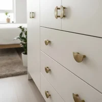 Poignée de porte d'armoire en bronze demi-lune faite à la main, boutons de tiroir de bureau, quincaillerie de meubles, accessoires de cuisine 6