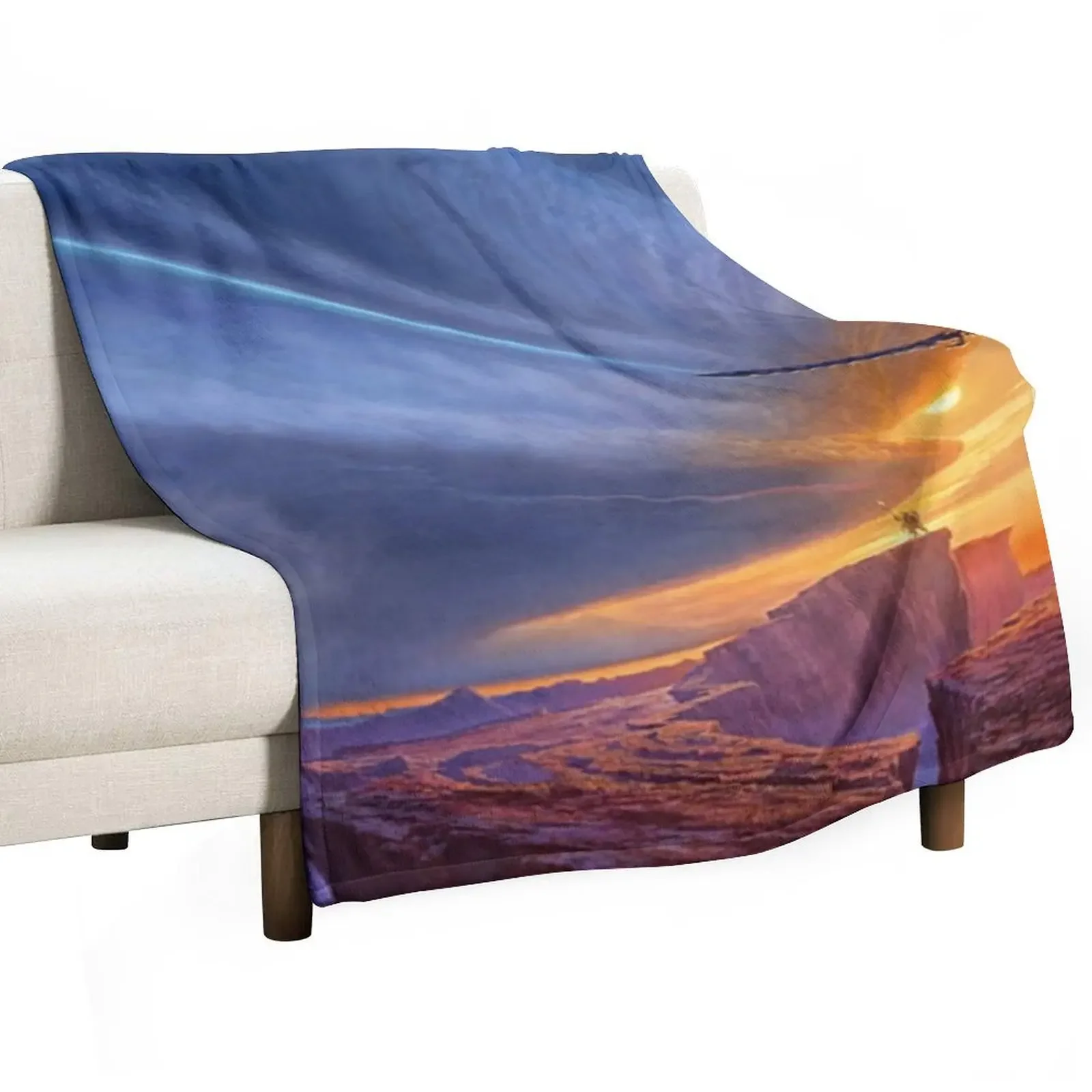

The Way of Kings - Gladiator Standing on Top of the Cliff Throw Blanket Dorm Room Essentials Polar Blankets