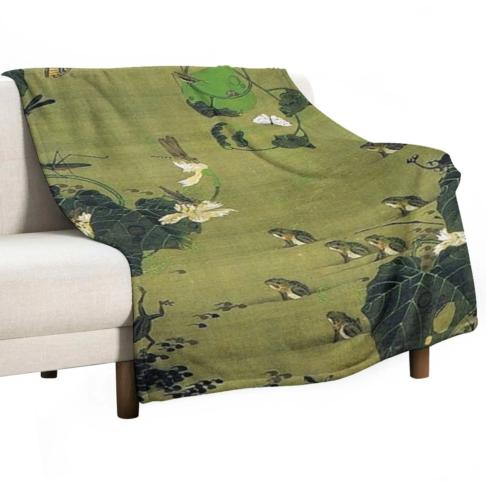 

Favourite Artist - Insects By Pond Side - Ito Jakuchu Throw Blanket Flannel Fabric Blanket For Decorative Sofa