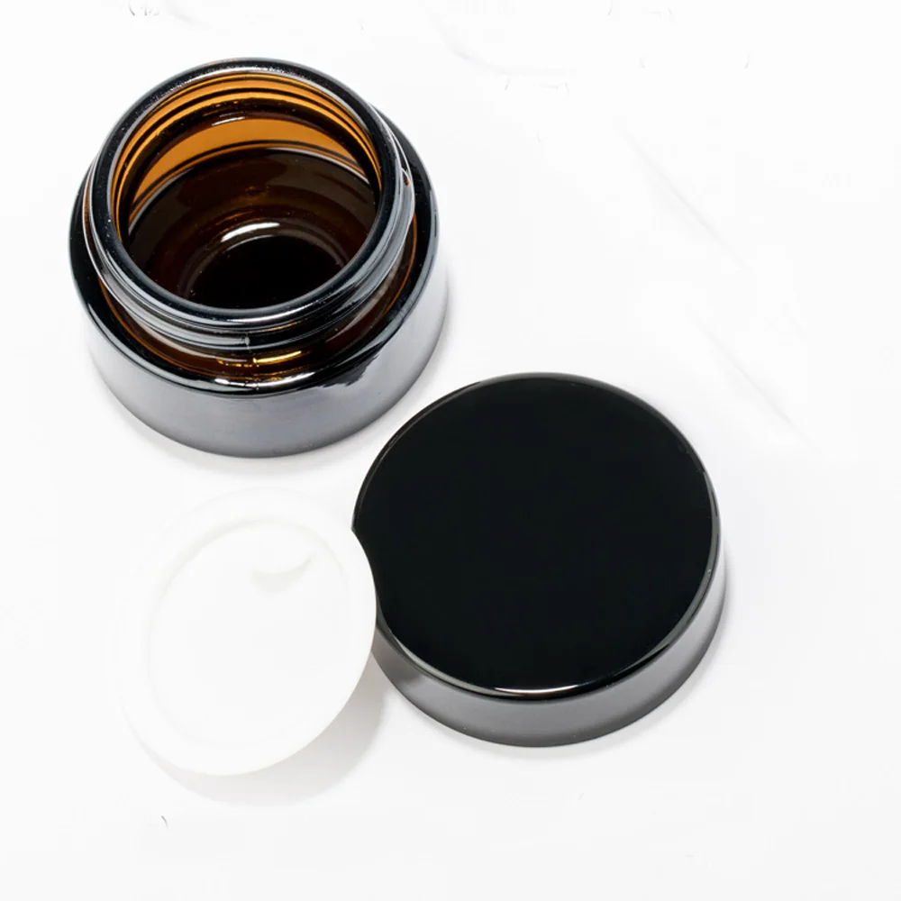 5ml 10ml 15ml 20ml 30ml 50ml Capacity Refillable brown&amber round shape glass cream bottle with plastic cap