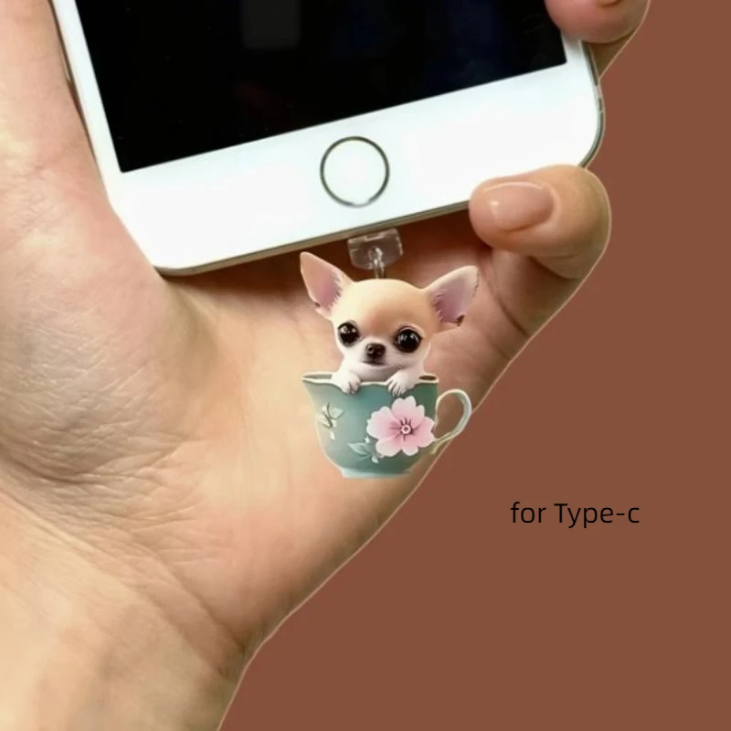 Acrylic Dog Phone Charm Dust Plug Accessory