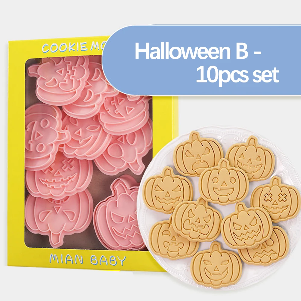 Bavooty Stampi Biscotti 3D Halloween,3D Plastica Timbro,Formine Biscotti Bambini,Formine Biscotti Halloween Plastica per Decorare Biscotto,Dolci, Torta,Pasticceria(Halloween