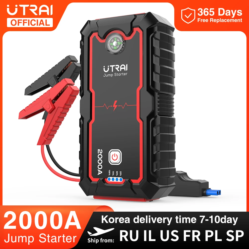 

UTRAI 2000A Car Battery Starter 12V Auto Starting Device Emergency Portable Power Bank Car BoosterJump Starter For 8.0L Gas 6L