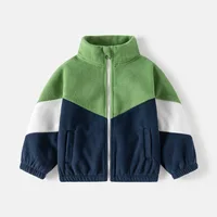 Vêtements d'hiver vêtements pour enfants nouvelle veste polaire pour enfants garçon bébé couleur correspondant hauts décontractés décontracté Simple 2