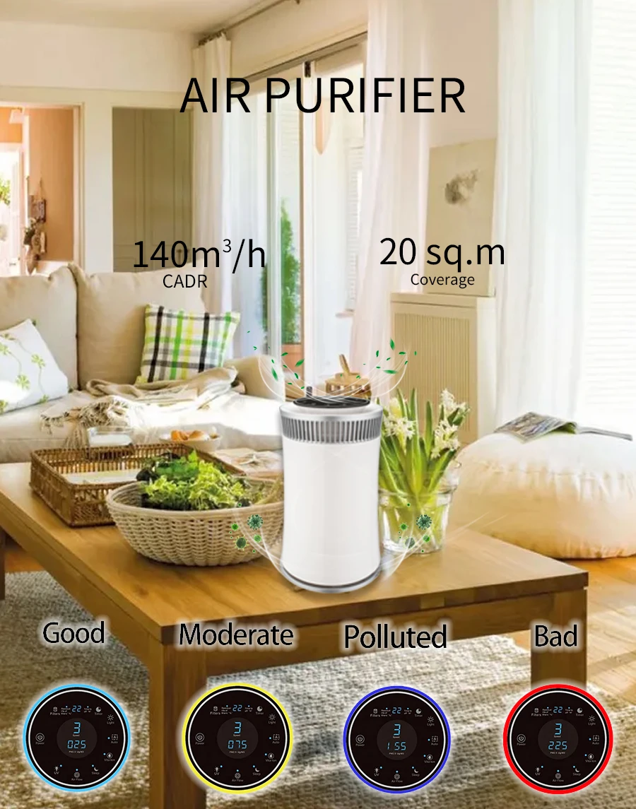 Description Picture 5 of itemRoom air Cleaner Purifiers Anti Pollution Dust Filter Home Desktop Portable air Purifier with HEPA Filter