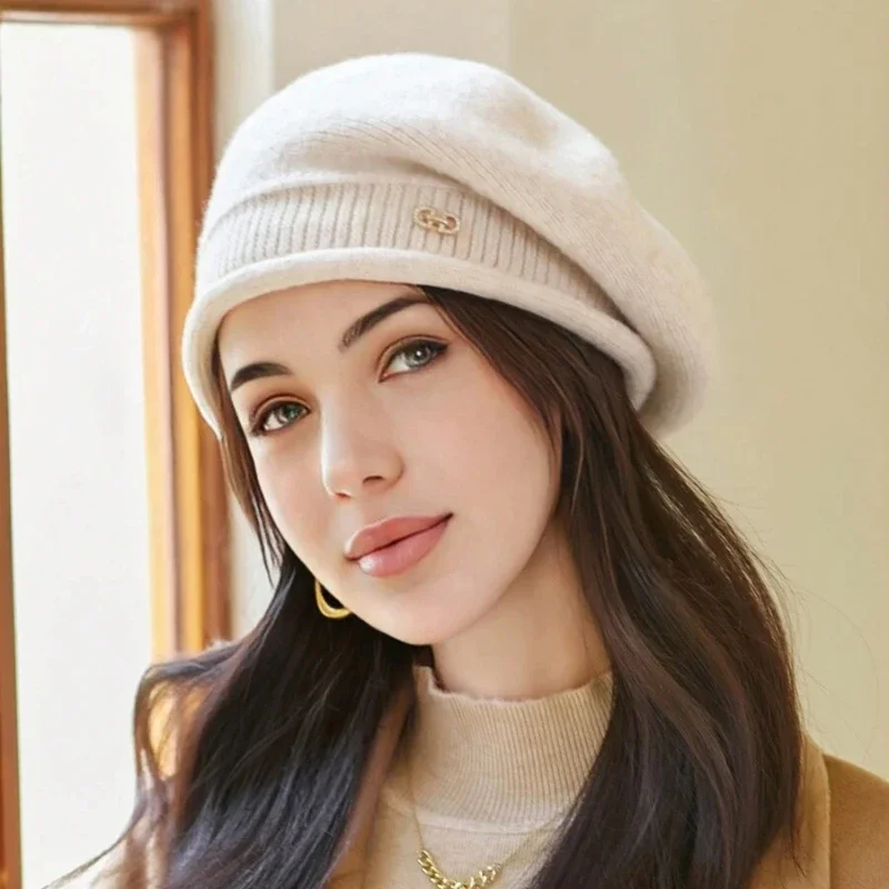 Hot Sale Autumn Winter Simple Premium Feel Sweet Cool Versatile British Painter Style Beret Warm Windproof Mushroom Hat Elegant_voghion.com