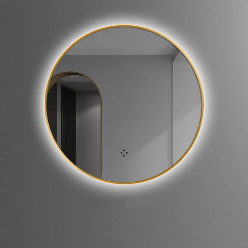 

Touch Round Mirrors Lights Makeup Gold Warm White Shower Mirror Modern Aesthetic Espelho Grande Para Quarto Bathroom Accessories