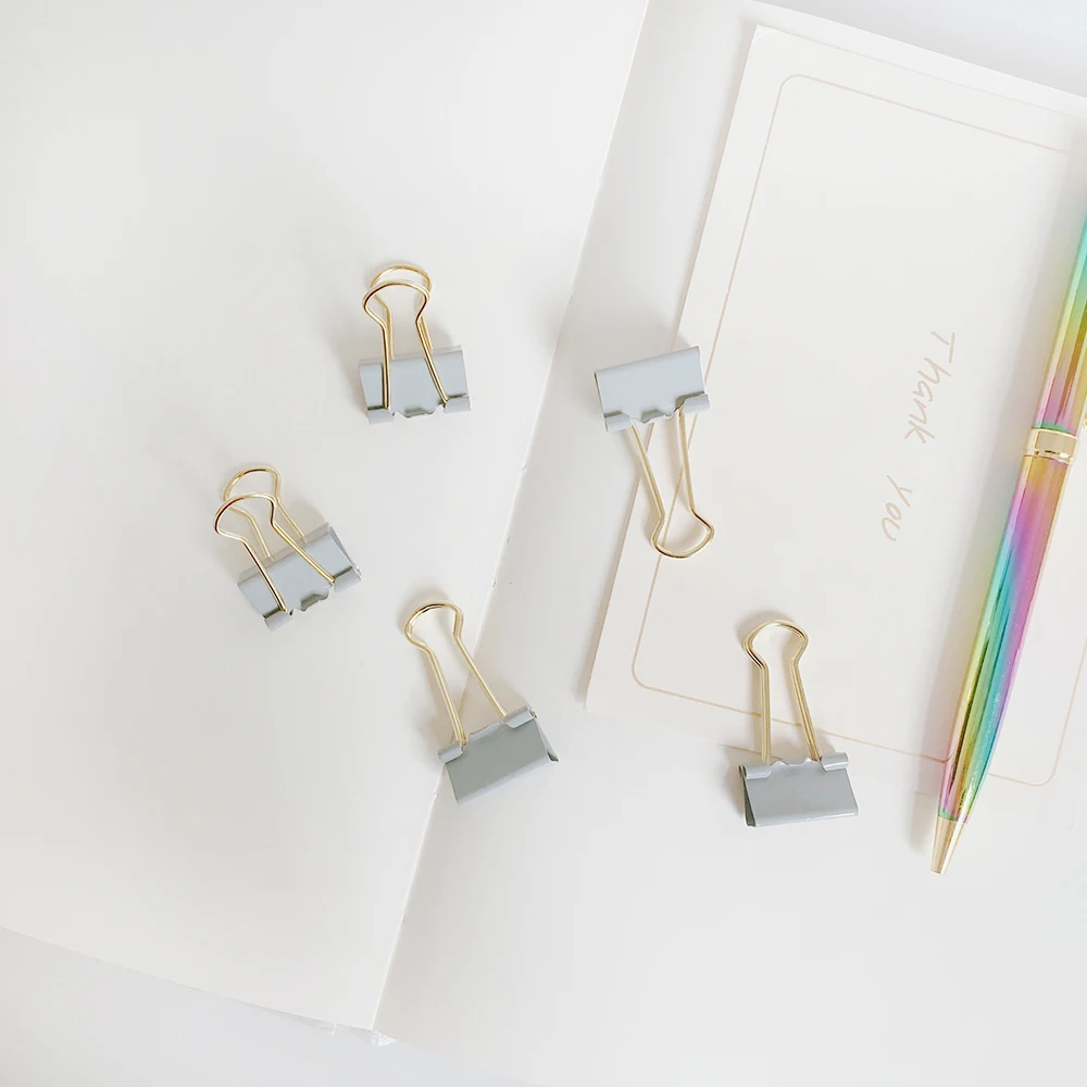 

ALLTU 10pcs 19mm gray long tail clip examination binder clip photo clip message clip student office stationery