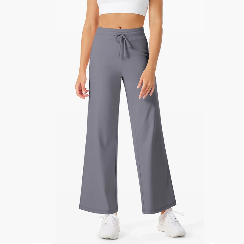 

Solid Color Loose Flared Fitness Yoga Pants Women Nude Feeling Super Stretchy Sports Casual Trousers Female Breathable Gym Wear