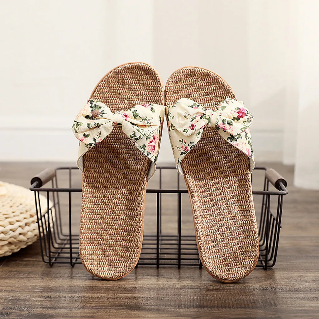 New Summer Ladies Slippers Outdoor Beach Sandals Bohemian Ethnic Style Handmade Espadrilles Platform Slippers Flip Flops Women