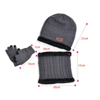 Children's Hat Scarf Glove Set Baby Knitted Woolen Hats Plus Velvet Warm Neck Scarfs Fashion Winter Kids Outdoor Cold-Proof 3Pcs 6
